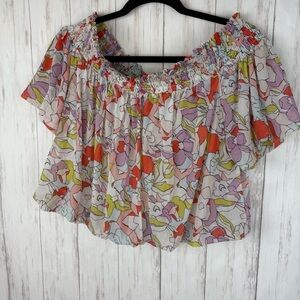 Colorful Floral Off-Shoulder Women's Top